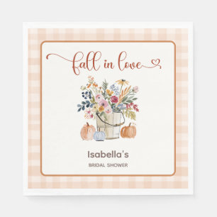 Fall In Love Rustic Pumpkins Florals Watercolor  Napkin