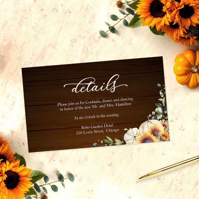 Fall in Love Rustic Sunflower Wedding Details Enclosure Card (Creator Uploaded)