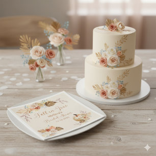 Fall In Love Rustic Terracotta Bridal Shower Napkin