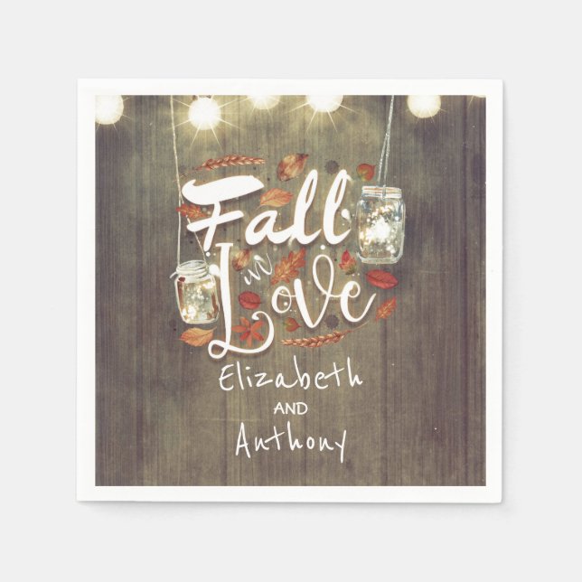 Fall in Love Rustic Wedding Napkin (Front)