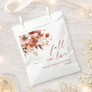 Fall In Love Rusty Burgundy Floral Bridal Shower Favour Bags