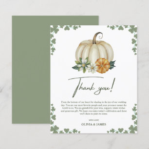 Fall in Love Sage Green Wedding Thank You Card 