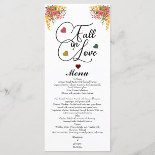 Fall in Love Script Wedding  Menu