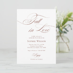 Fall In Love Sophisticated Script Bridal Shower Invitation