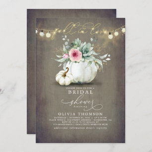 Fall in Love Succulents Pumpkins Bridal Shower Inv Invitation