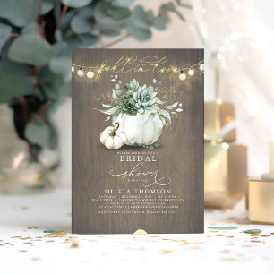 Fall in Love Succulents Pumpkins Bridal Shower Invitation