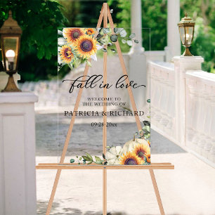 Fall In Love Sunflower Acrylic Welcome Sign