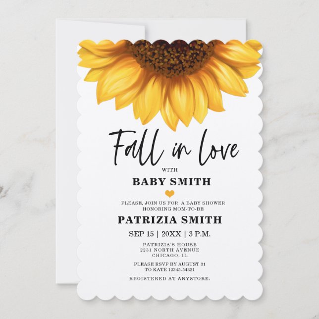 Fall in Love Sunflower Baby Shower Invitation (Front)