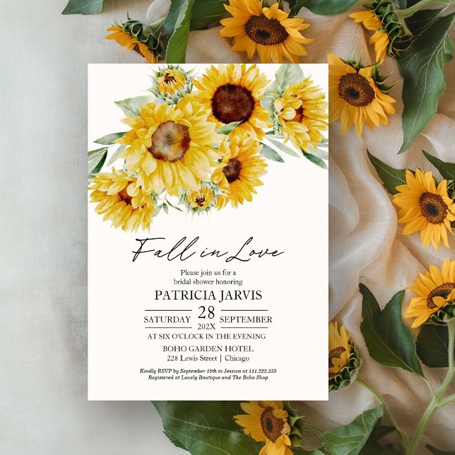 Fall In Love Sunflower Bridal Shower Invitation (Creator Uploaded)