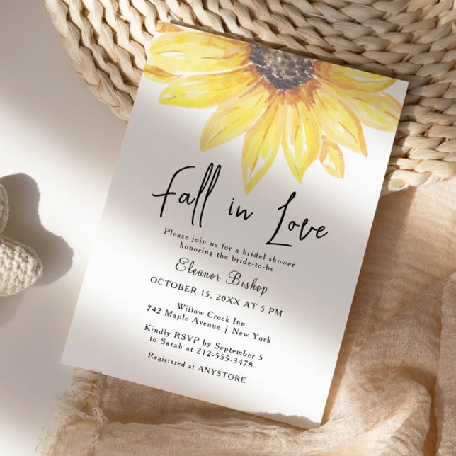 Fall in Love Sunflower Elegant Baby Shower Invitation (Creator Uploaded)