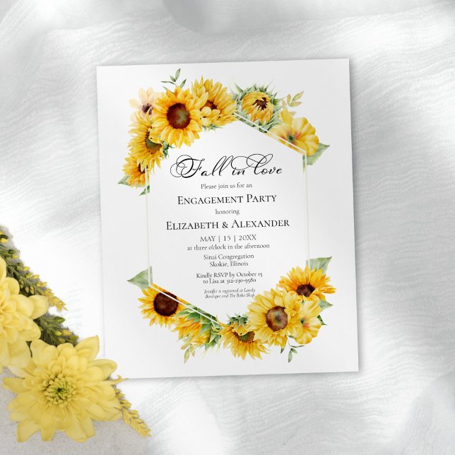 Fall In Love Sunflower Engagement Party Invitation (Creator Uploaded)