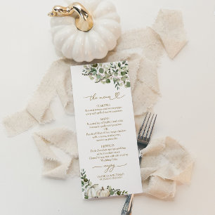 Fall in Love Sunflower Pumpkin Wedding Menu Cards