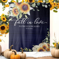Fall in Love Sunflowers Pumpkin Wedding Backdrop