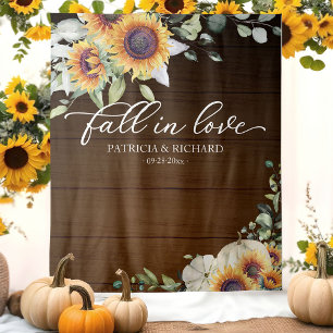 Fall In Love Sunflowers Wedding Backdrop Tapestry