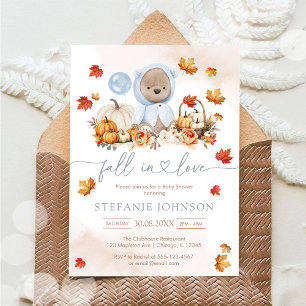 Fall in Love Teddy Bear Baby Shower Invitation