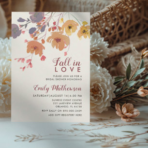 Fall in Love Terracotta Floral Bridal Shower Invitation