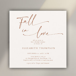 Fall in Love Terracotta Minimalist Bridal Shower Invitation