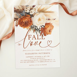 Fall in Love Terracotta Pampas Boho Bridal Shower Invitation