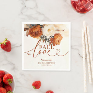 Fall in Love Terracotta Pampas Boho Bridal Shower Napkin
