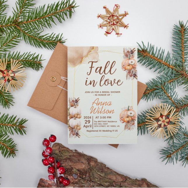 fall in love terracotta pampas grass bridal shower invitation (Creator Uploaded)