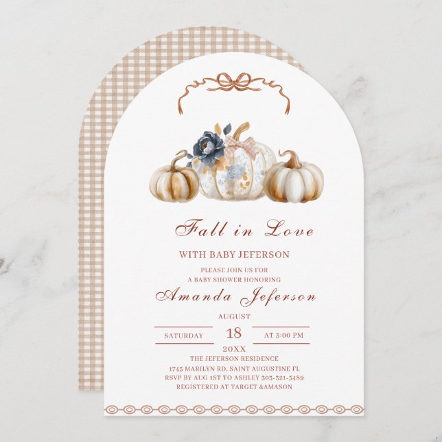 Fall in Love Watercolor Baby Shower  Invitation (Front/Back)