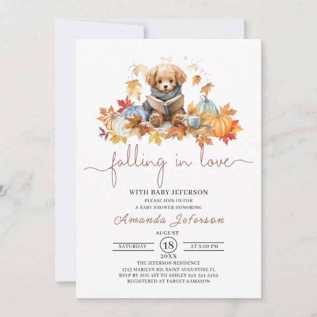 Fall in Love Watercolor Baby Shower  Invitation (Front)