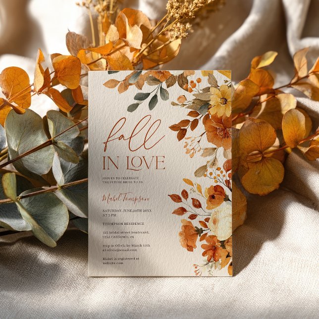 Fall In Love Watercolor Rustic Earth Bridal Shower Invitation (Fall In Love Watercolor Rustic Earth Bridal Shower Invitation)