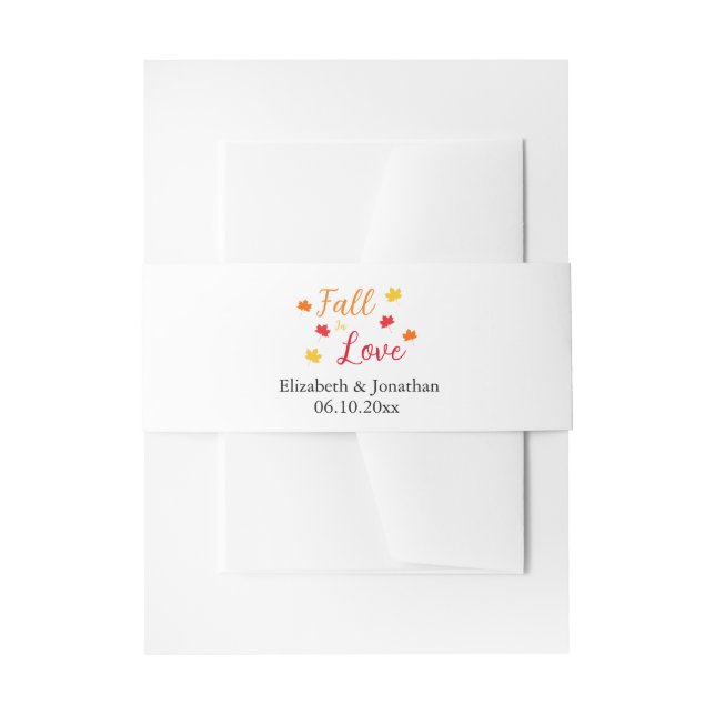 Fall In Love Wedding Invitation Belly Band (Front Example)