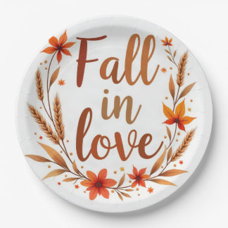 Fall In Love Wedding Paper Plates