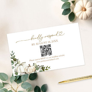 Fall in Love Wedding QR Online RSVP Card