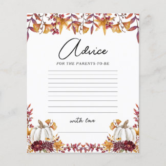 Fall in Love White Pumpkin Baby Shower Advice Game