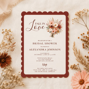 Fall In Love Wildflower Floral Boho Bridal Shower Invitation