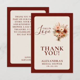 Fall In Love Wildflower Floral Boho Bridal Shower Thank You Card