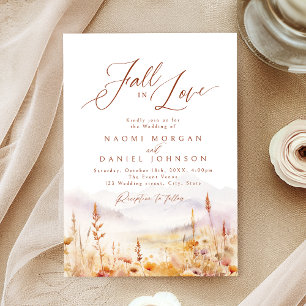 Fall In Love Wildflower Mountain Rustic Wedding Invitation
