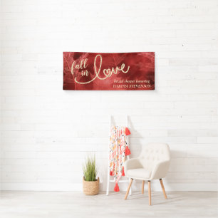 Fall in Love with Autumn Apple Red Bridal Shower Banner