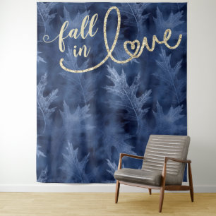 Fall in Love with Autumn Blue Photo Backdrop Tapestry