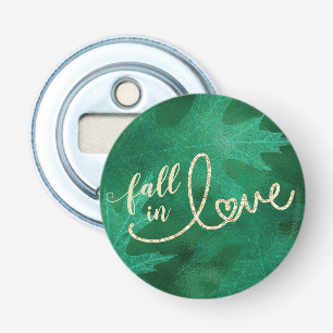 Fall in Love with Autumn   Emerald Green and Gold Bottle Opener