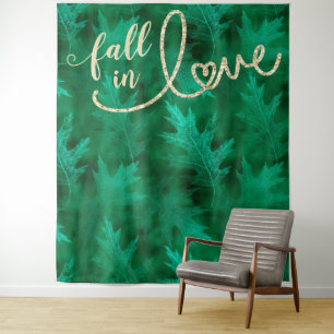 Fall in Love with Autumn   Emerald Photo Backdrop Tapestry