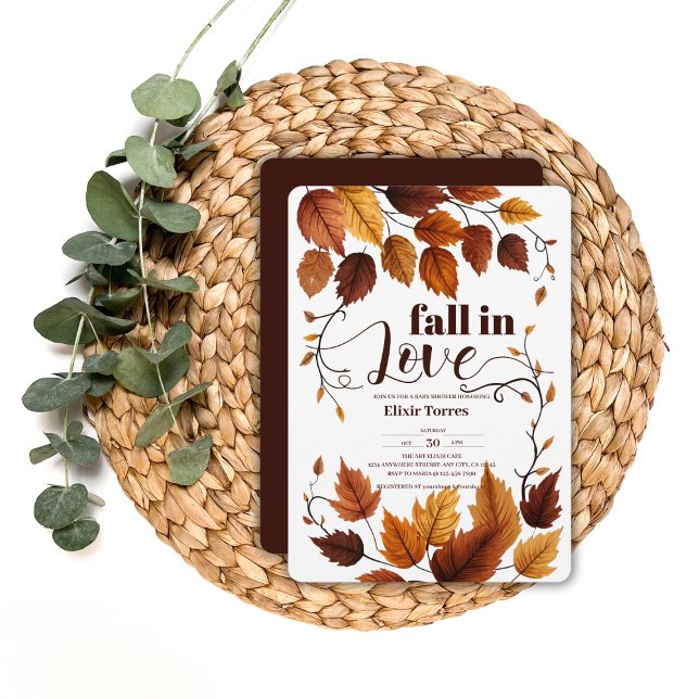 Fall In Love With Autumn Leaves Baby Shower Invitation (Creator Uploaded)