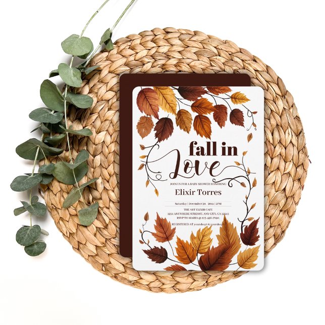 Fall In Love With Autumn Leaves Baby Shower Invitation (Creator Uploaded)