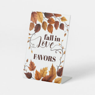 Fall In Love With Autumn Leaves Baby Shower Pedestal Sign