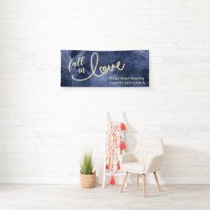 Fall in Love with Autumn   Navy Blue and Gold Banner