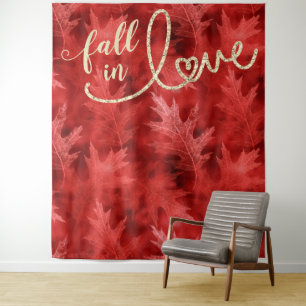Fall in Love with Autumn   Red Photo Backdrop Tapestry