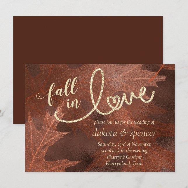 Fall in Love with Autumn | Rust Orange Wedding Invitation (Front/Back)