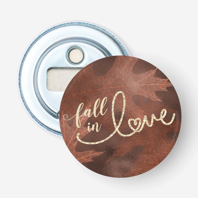 Fall in Love with Autumn | Rustic Boho Chic Orange Bottle Opener (Front)