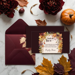 Fall In Love With Baby Autumn Leaves Shower Enclosure Card