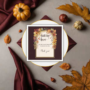 Fall In Love With Baby Autumn Leaves Shower Napkin