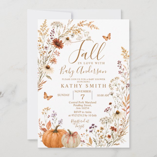 Fall in Love with Baby Shower Invitation (Front)