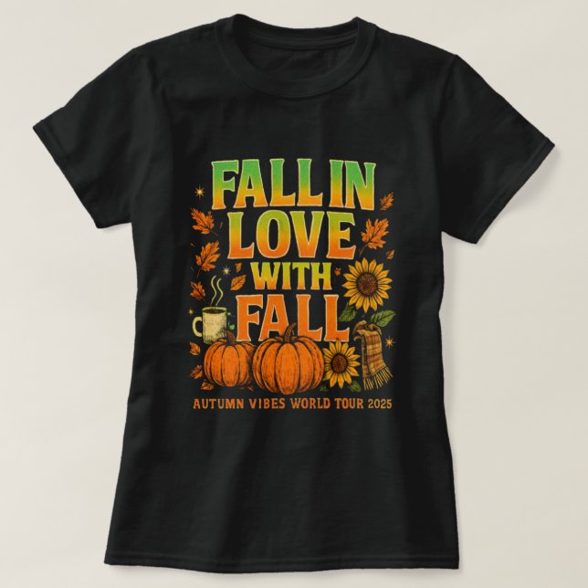 Fall in Love with Fall Bootleg Retro Autumn Design T-Shirt (Design Front)
