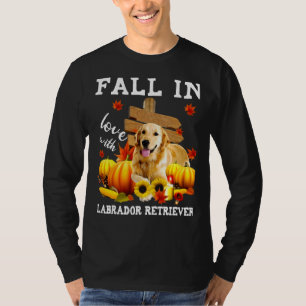 Fall In Love With Labrador Retriever Dog On Pumkin T-Shirt